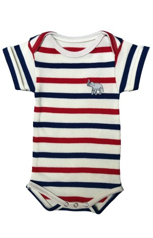 WHITE, RED AND BLUE STRIPED BABY SUIT